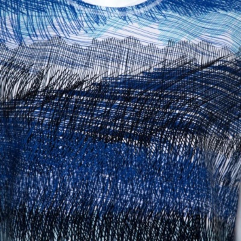 Kenzo Blaues ärmelloses übergroßes Top aus bedrucktem Neopren in Übergröße L Damen im Angebot