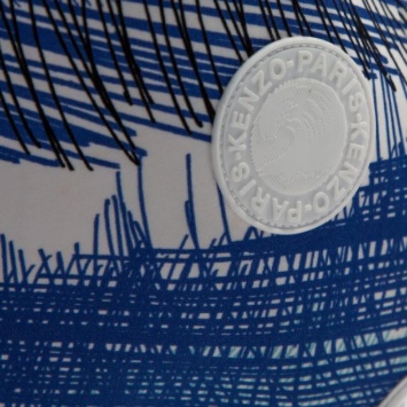 Kenzo Blaues ärmelloses übergroßes Top aus bedrucktem Neopren in Übergröße L im Angebot 1