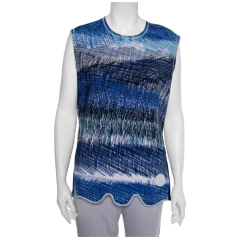 Kenzo Top senza maniche stampato in neoprene blu L.L.A.