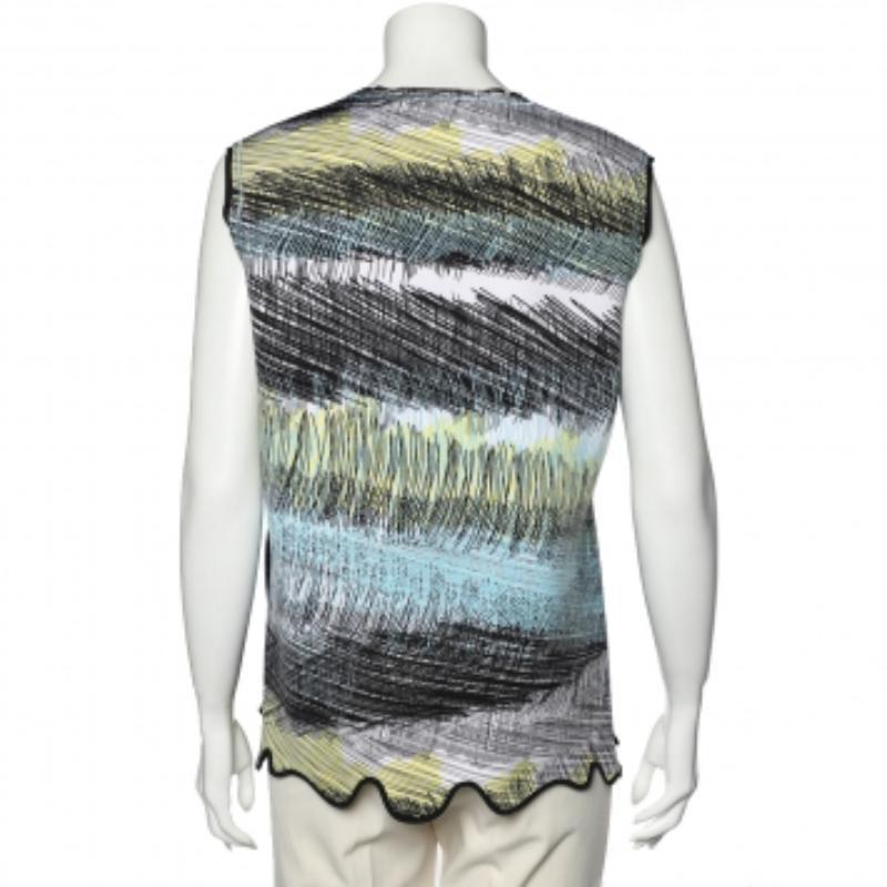Gris Kenzo, top oversize sans manches imprimé en néoprène bleu, taille M en vente