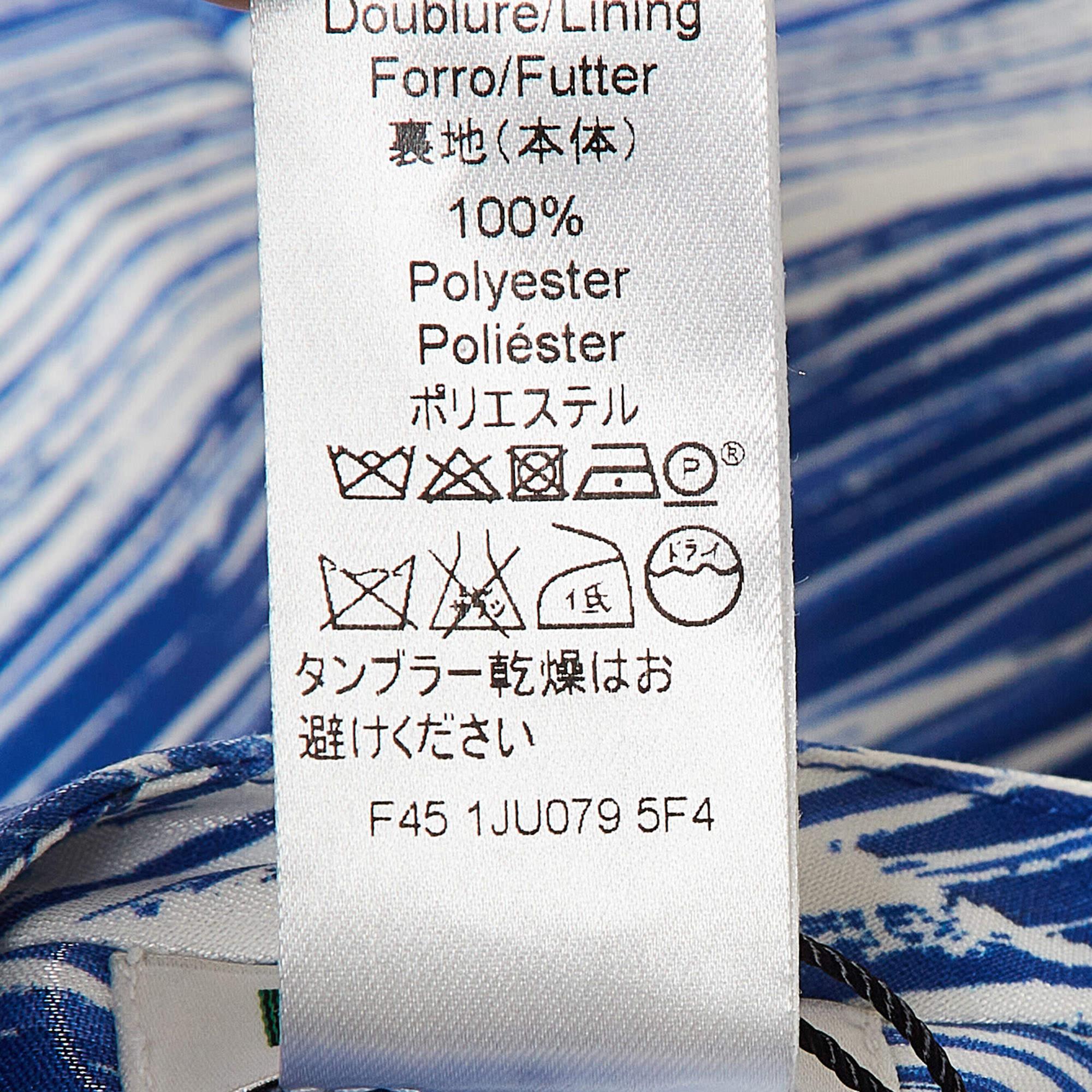 Kenzo Blue Printed Cotton Blend Embroidered Hem Skirt S For Sale 2