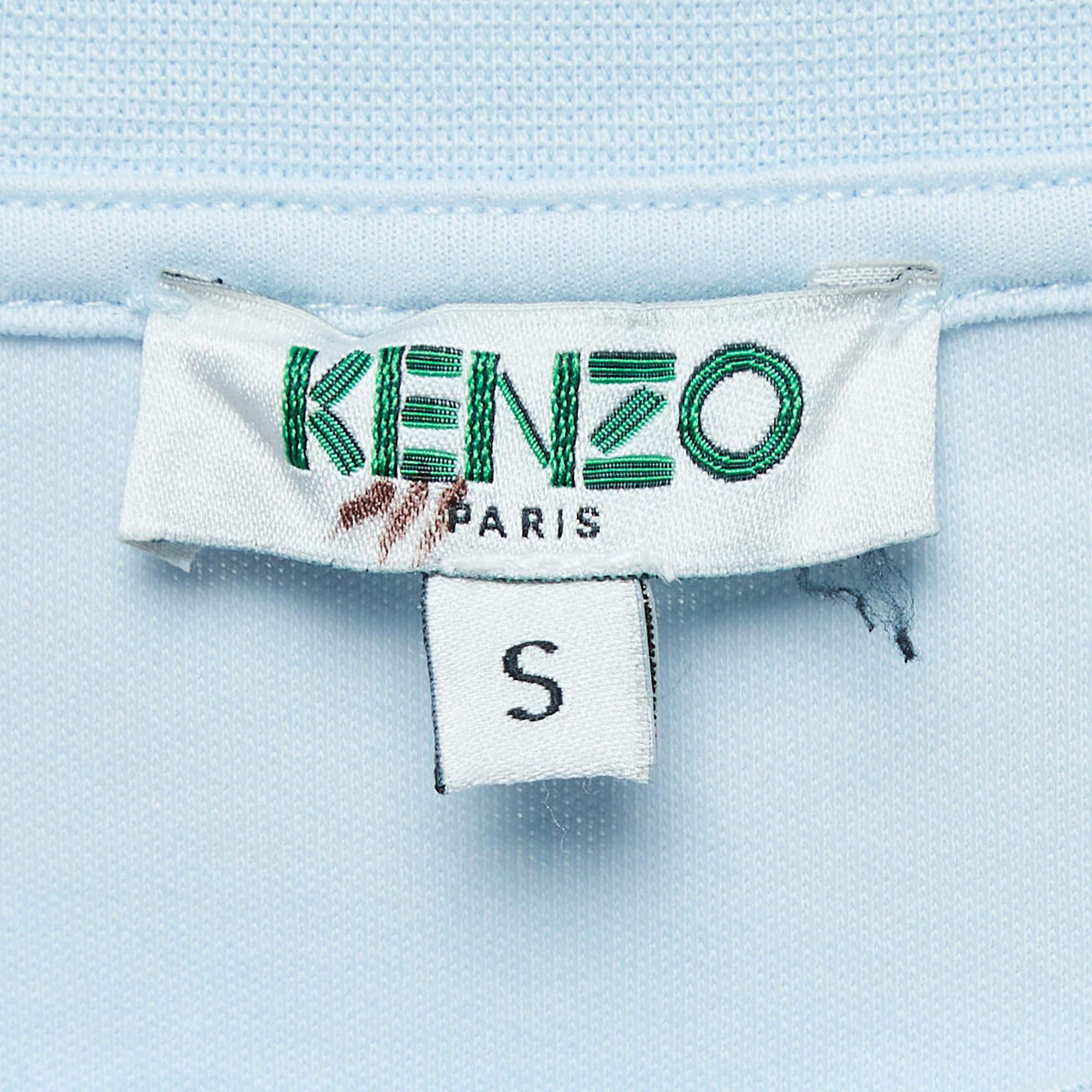 Women's Kenzo Blue Printed Cotton Knit Tshirt S For Sale