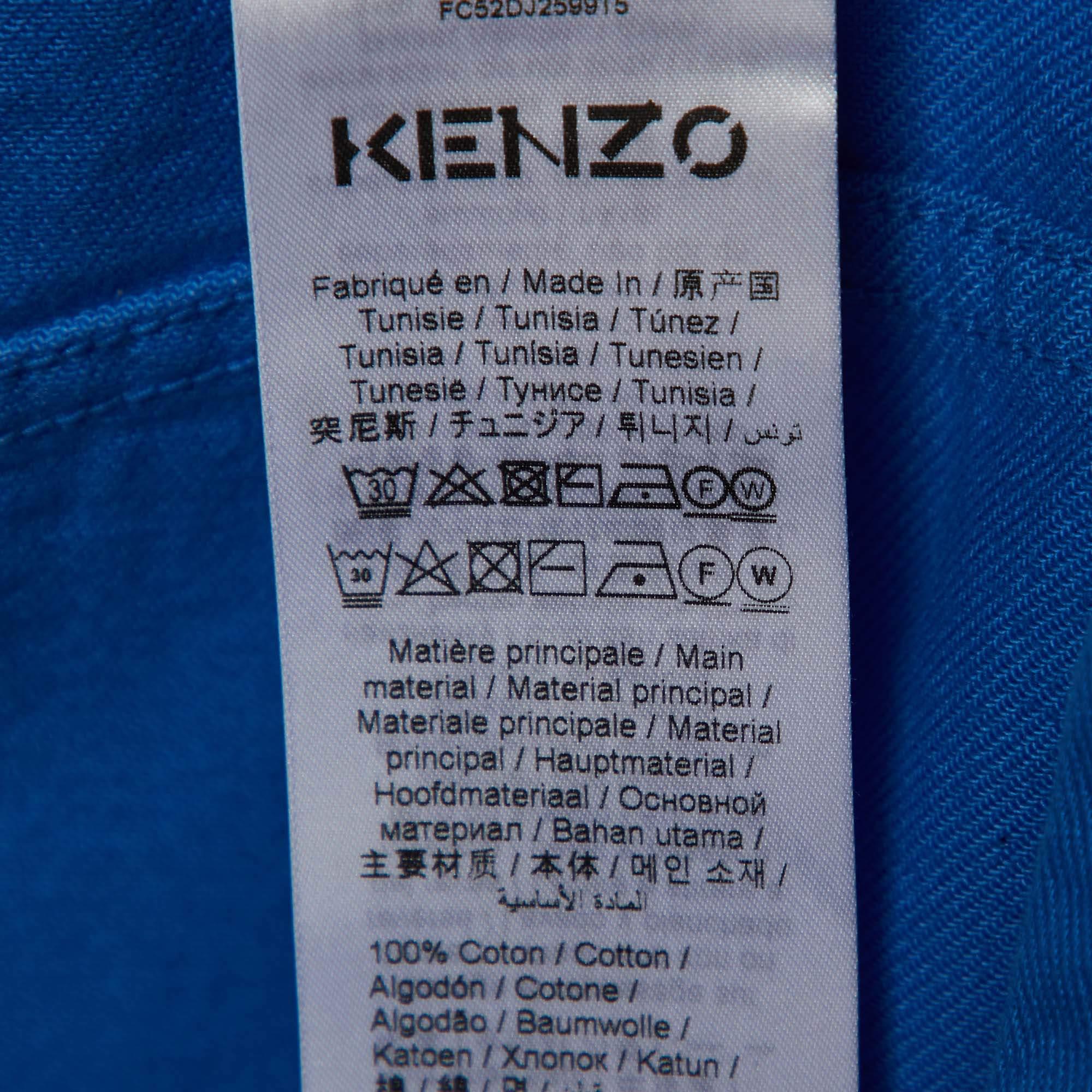 Kenzo Blue Printed Denim Mini Skirt M For Sale 2
