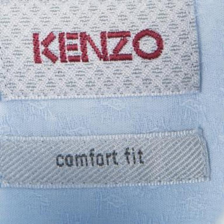Grigio Kenzo Blu Motivo Paisley in Cotone Comfort Fit  Camicia a maniche lunghe 4XL in vendita