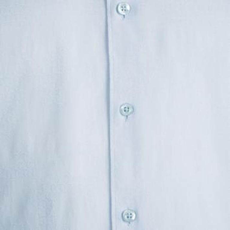 Uomo Kenzo Blu Motivo Paisley in Cotone Comfort Fit  Camicia a maniche lunghe 4XL in vendita