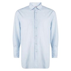Kenzo Blue Textured Paisley Motif Cotton Comfort Fit  Long Sleeve Shirt 4XL