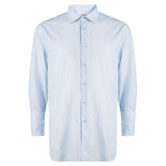 Kenzo Camisa de manga larga de algodón de ajuste cómodo 4XL con motivo paisley azul texturizado