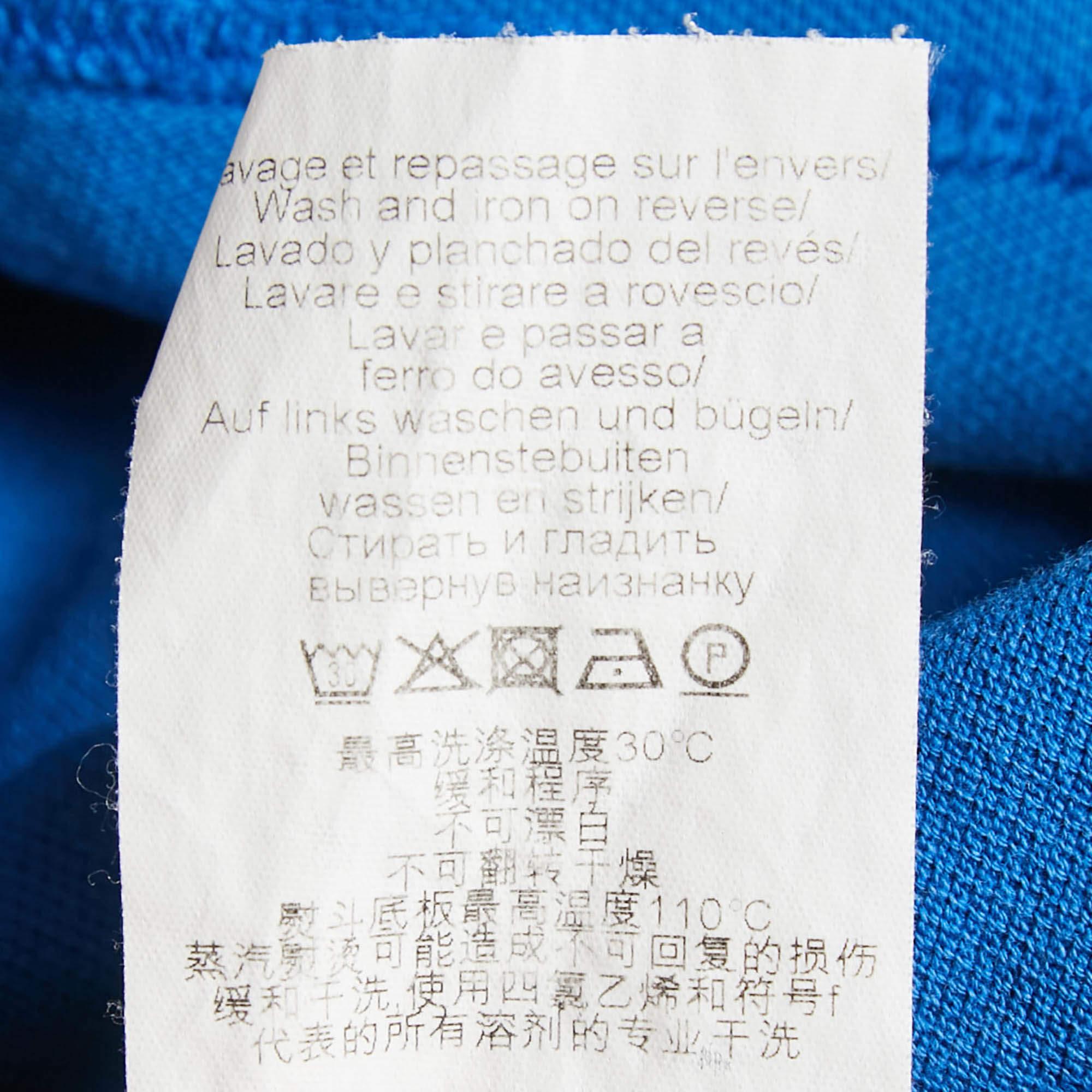 Kenzo Blue Tiger Applique Cotton Pique Polo T-Shirt XL For Sale 2