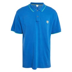 Kenzo Polo en piqué de coton avec appliques de tigre bleues XL