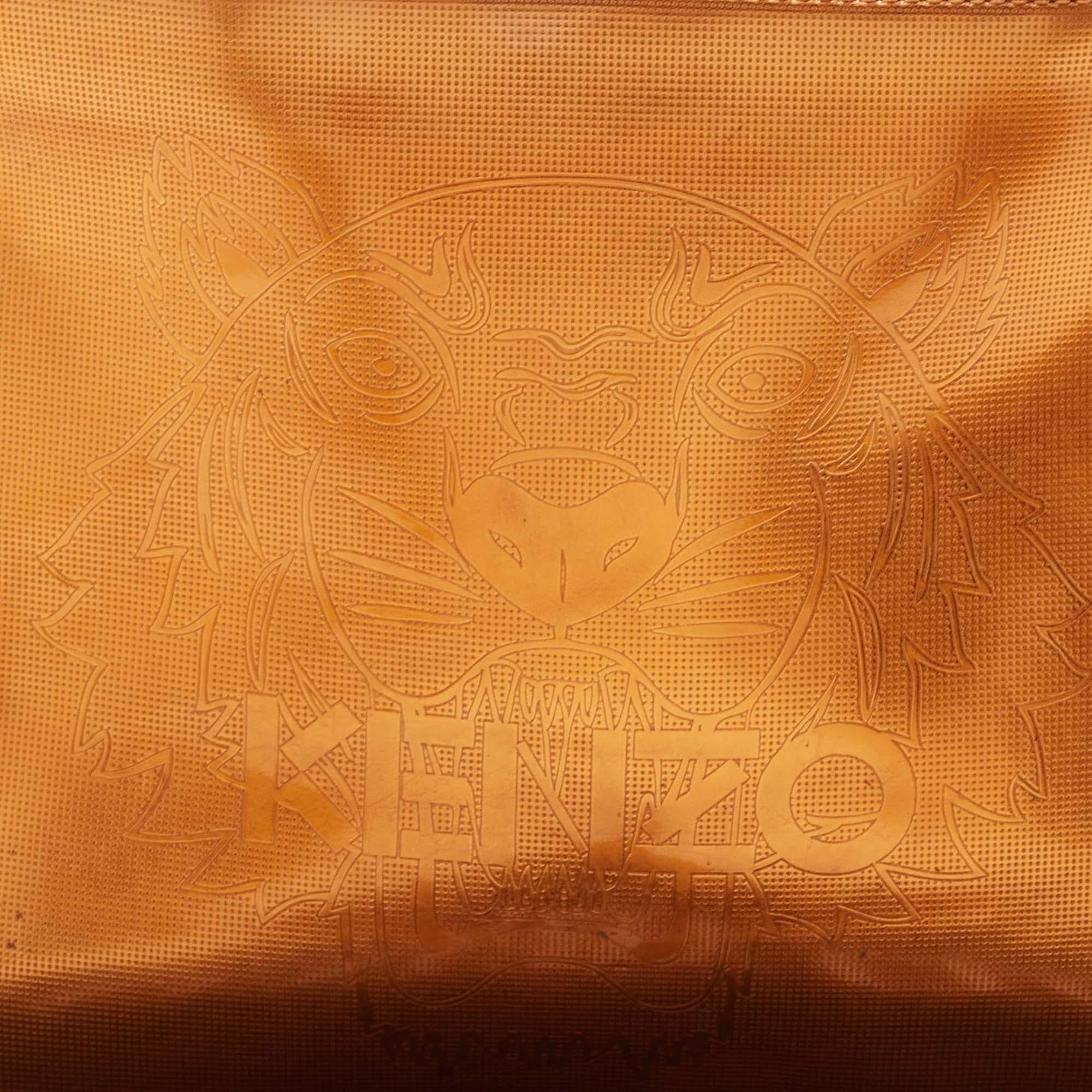 Women's Kenzo Bronze Vinyl Tiger Motif Slim Clutch
