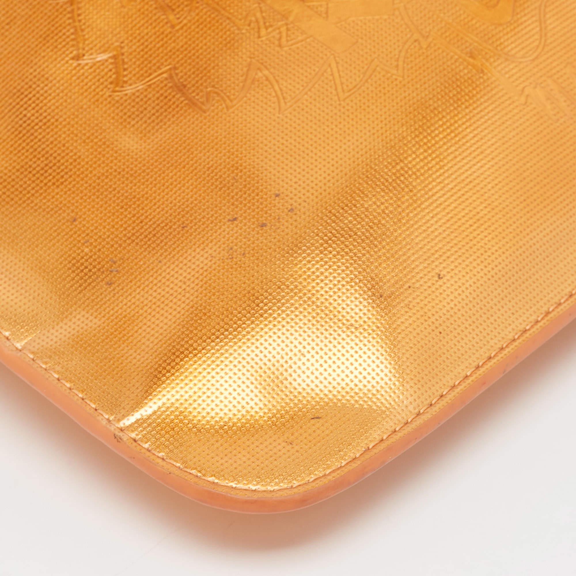Kenzo Bronze Vinyl Tiger Motif Slim Clutch 4