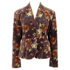 Kenzo Brown Velvet Vintage Floral Jacket 80s