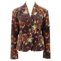 Kenzo Brown Velvet Vintage Floral Jacke 80s