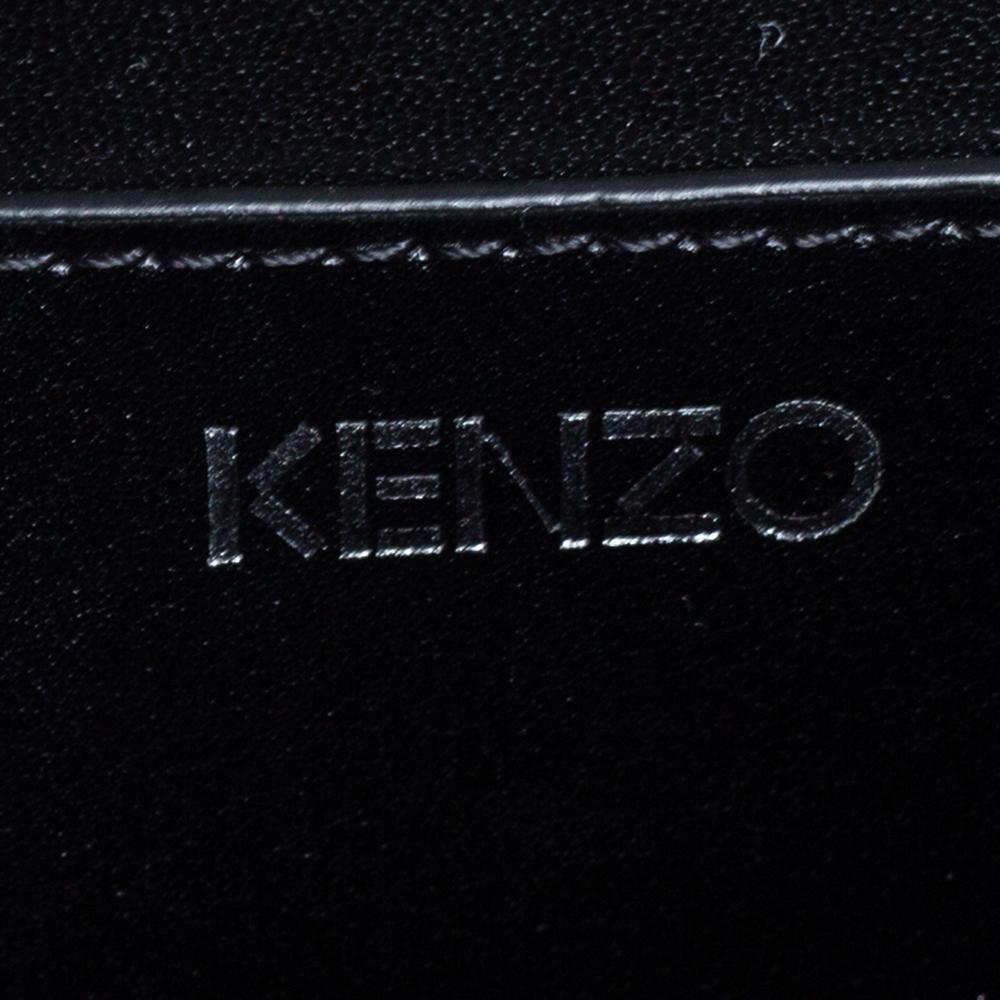 Kenzo Burgundy/Black Calfhair and Leather Lazer Cut Flap Shoulder Bag 4