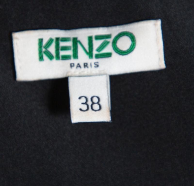 Kenzo Burgundy & Black Printed Crepe Top M For Sale 1