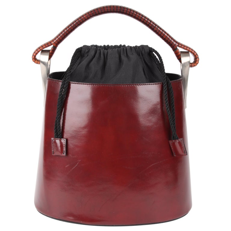 Kenzo Burgundy Leather Pagodon 1998 Bucket Bag For Sale at 1stDibs