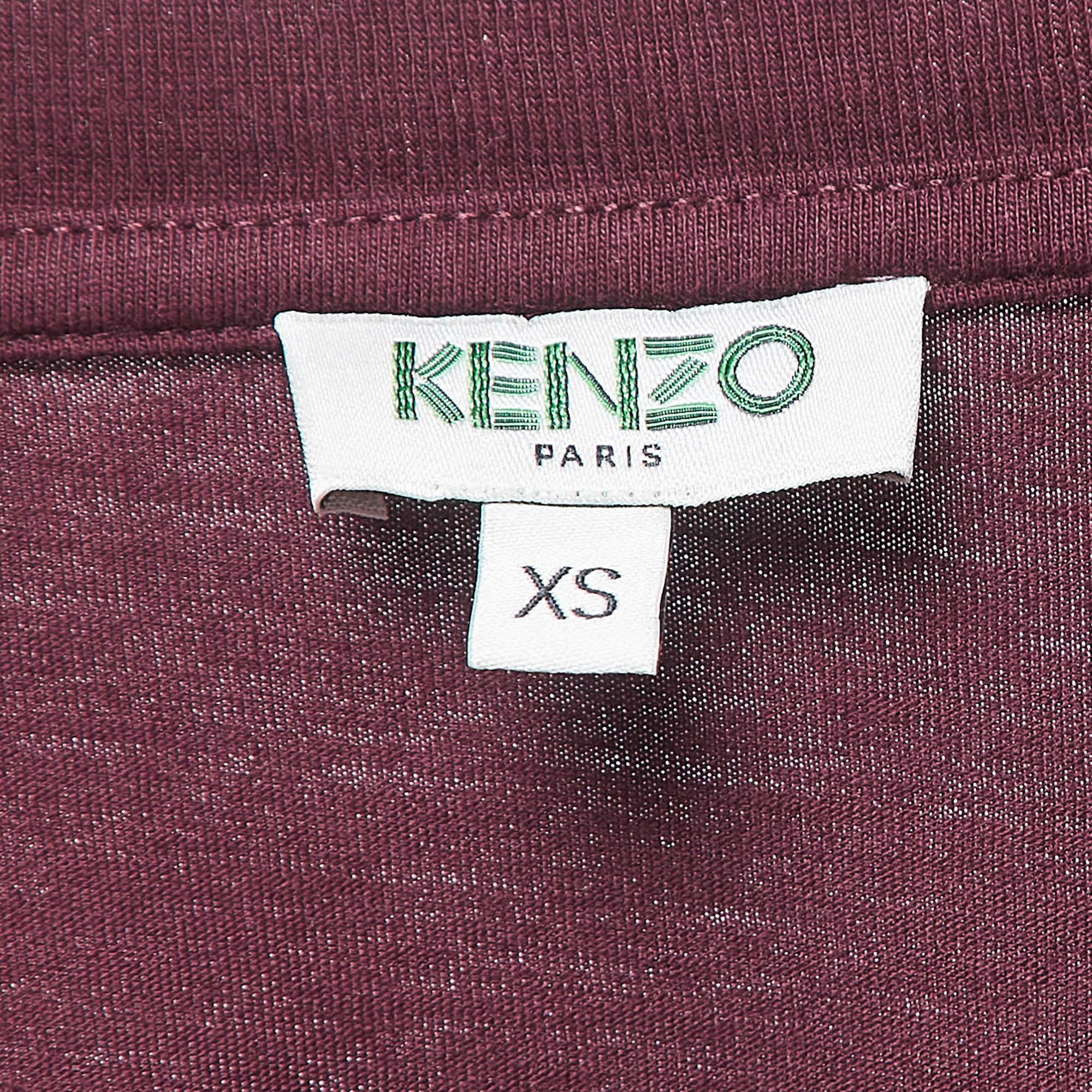 Kenzo Burgundy Logo Printed Cotton Crew Neck T-Shirt S In Good Condition For Sale In Dubai, Al Qouz 2