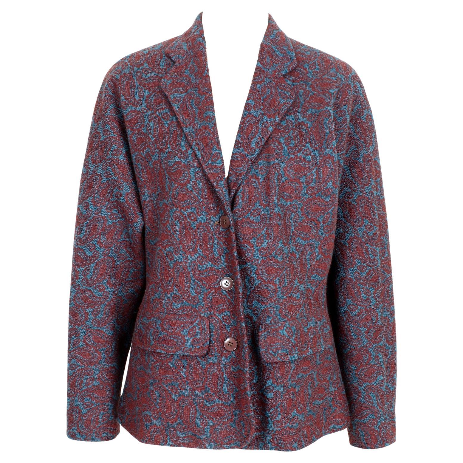 Kenzo Burgundy Wool Paisley Vintage 90s Jacket