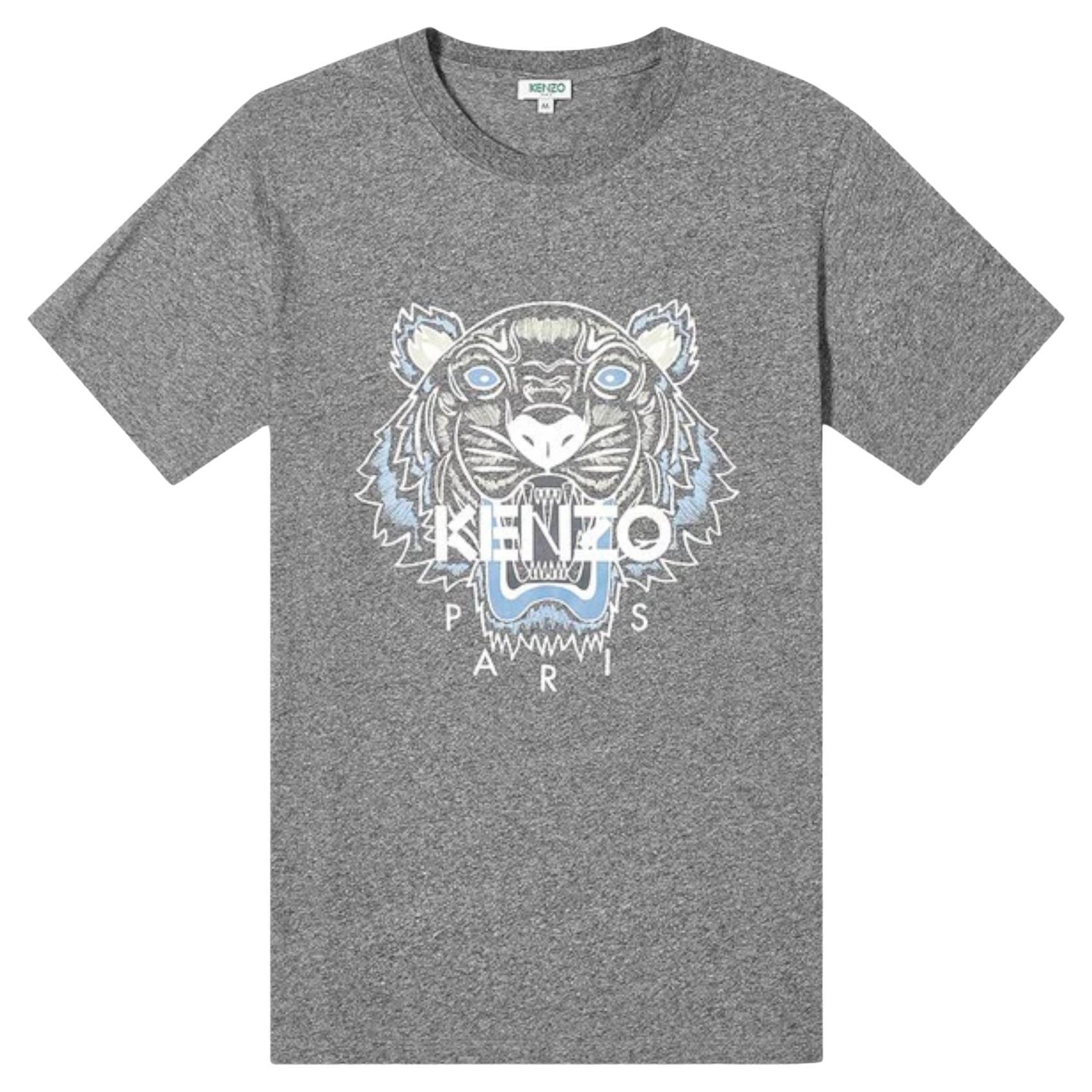 Kenzo Classic Tiger Head T-Shirt in Gray For Sale