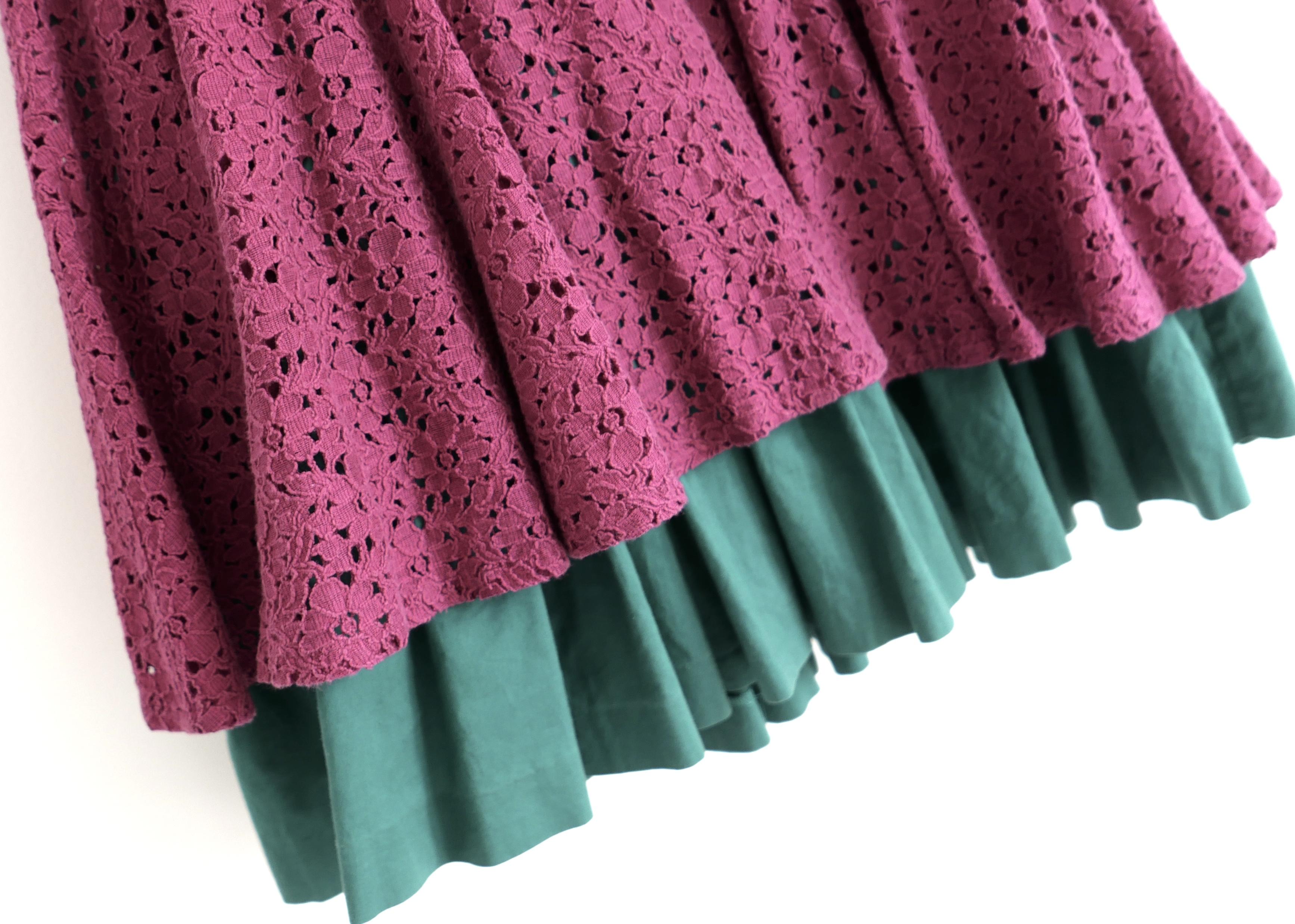 Kenzo Composition 1980S Pink & Green Flared Mini Dress In Good Condition For Sale In London, GB
