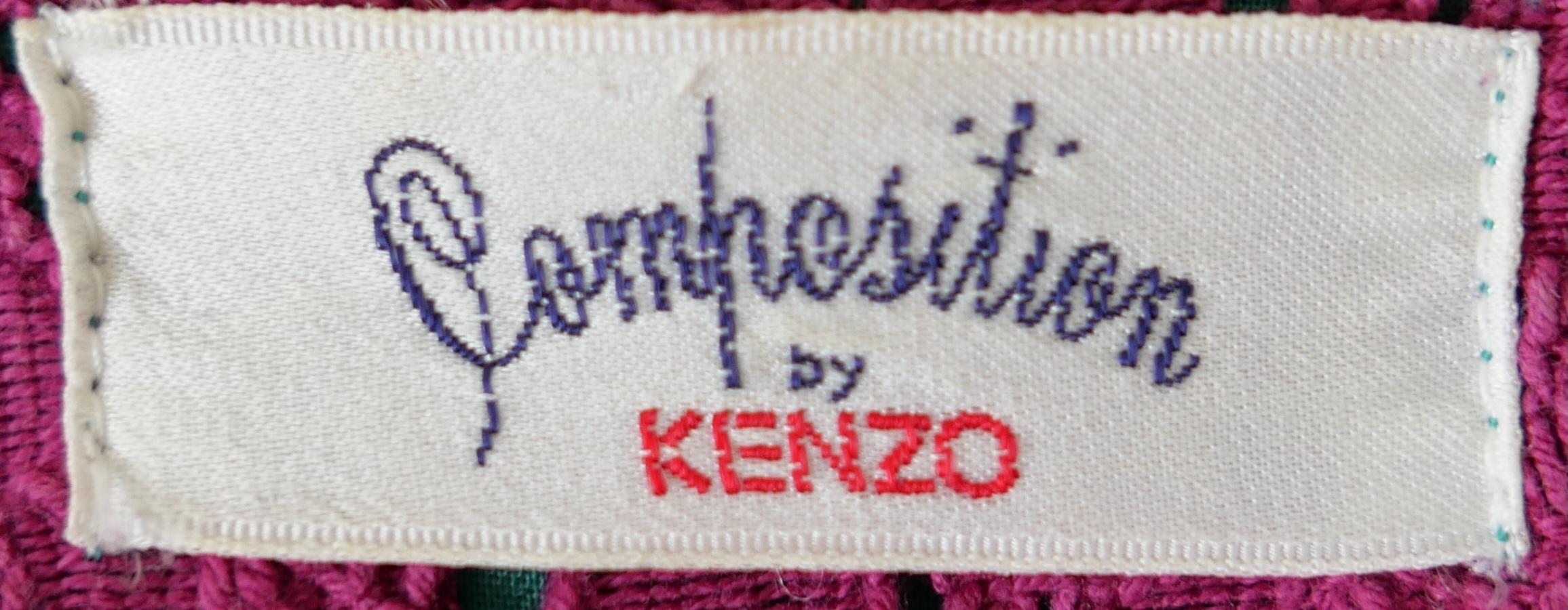 Kenzo Composition 1980S Pink & Green Flared Mini Dress For Sale 2