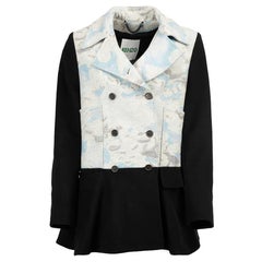 Kenzo, cappotto doppiopetto in lana con pannelli a contrasto, taglia L.A.