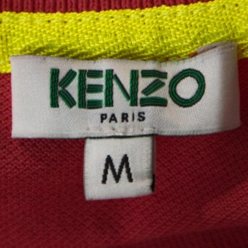 Kenzo Coral Pink Cotton Pique Tiger Embroidered Polo T-Shirt M Pour femmes en vente
