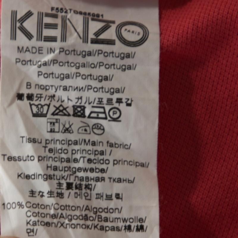 Kenzo Coral Pink Cotton Pique Tiger Embroidered Polo T-Shirt M en vente 1