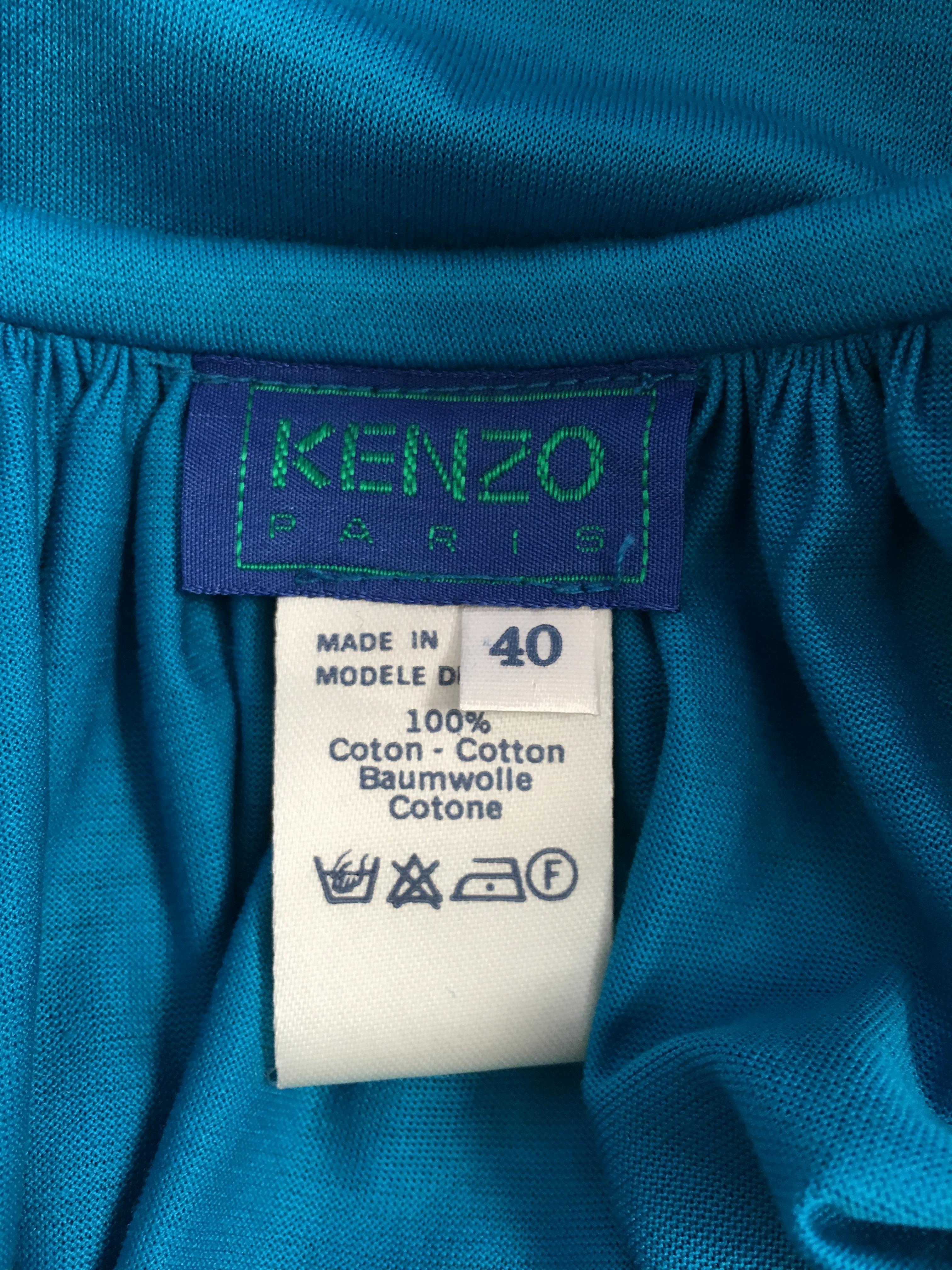 Kenzo Cotton Maxi Dress with Pockets Size 8. Made in France. For Sale 11