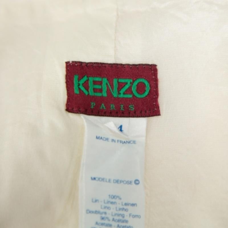 Kenzo Cream Embroidered Linen Mid Length Vest L In Excellent Condition For Sale In Dubai, Al Qouz 2