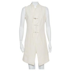 Kenzo Cream Embroidered Linen Mid Length Vest L