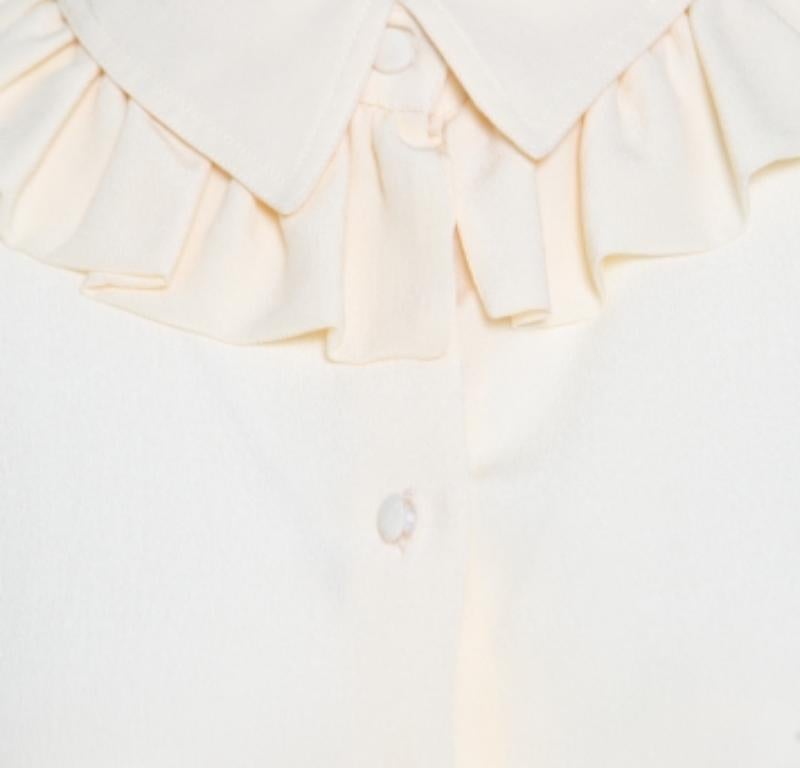 Kenzo Creme Gerüschte Zierleiste Langarm-Seidenbluse M im Angebot 2
