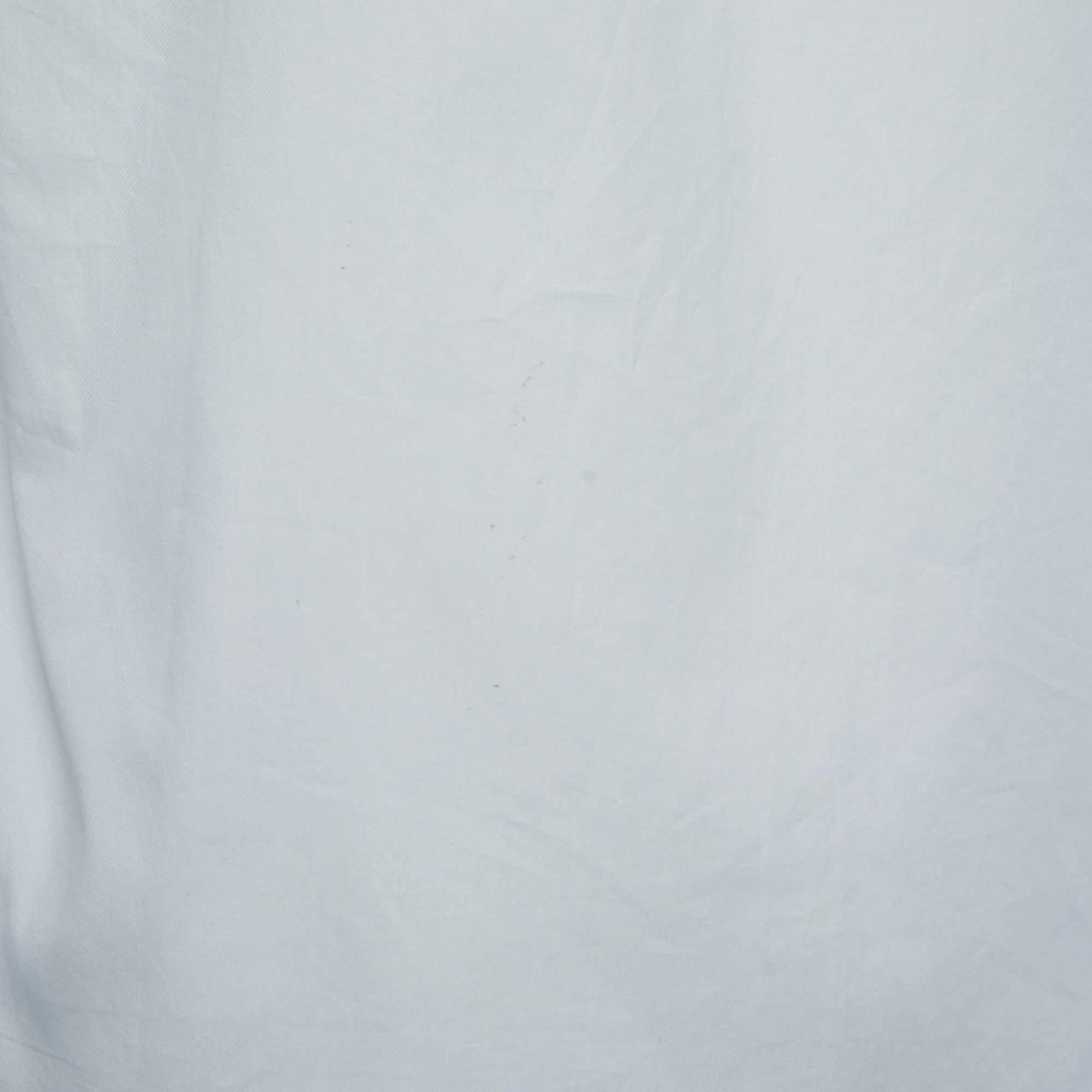 Kenzo, camicia in cotone bianco e crema con bottoni, M. I. In condizioni buone in vendita a Dubai, Al Qouz 2