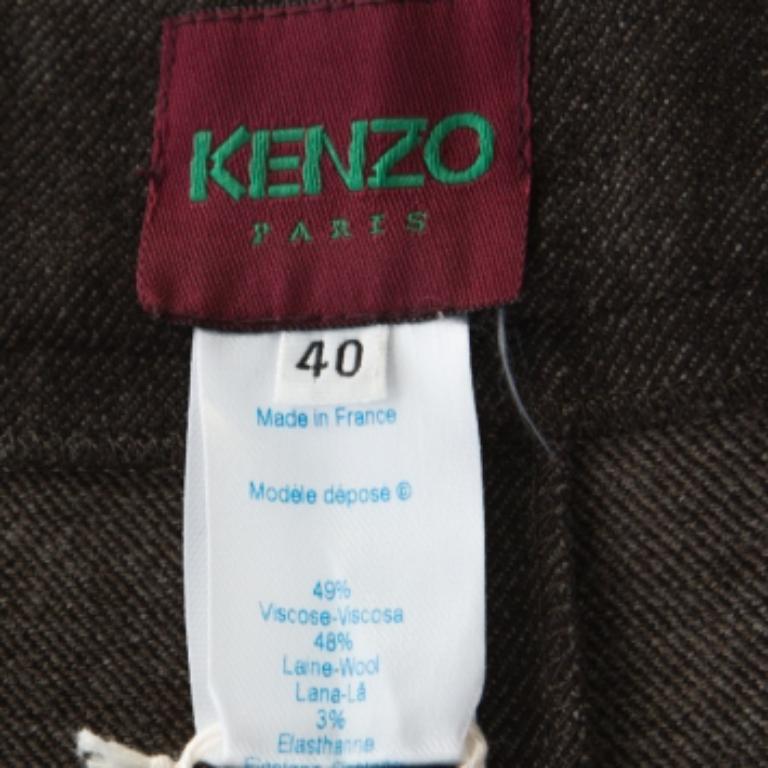 Kenzo - Culottes plissettati in lana elasticizzata marrone scuro - M. I. In condizioni buone in vendita a Dubai, Al Qouz 2