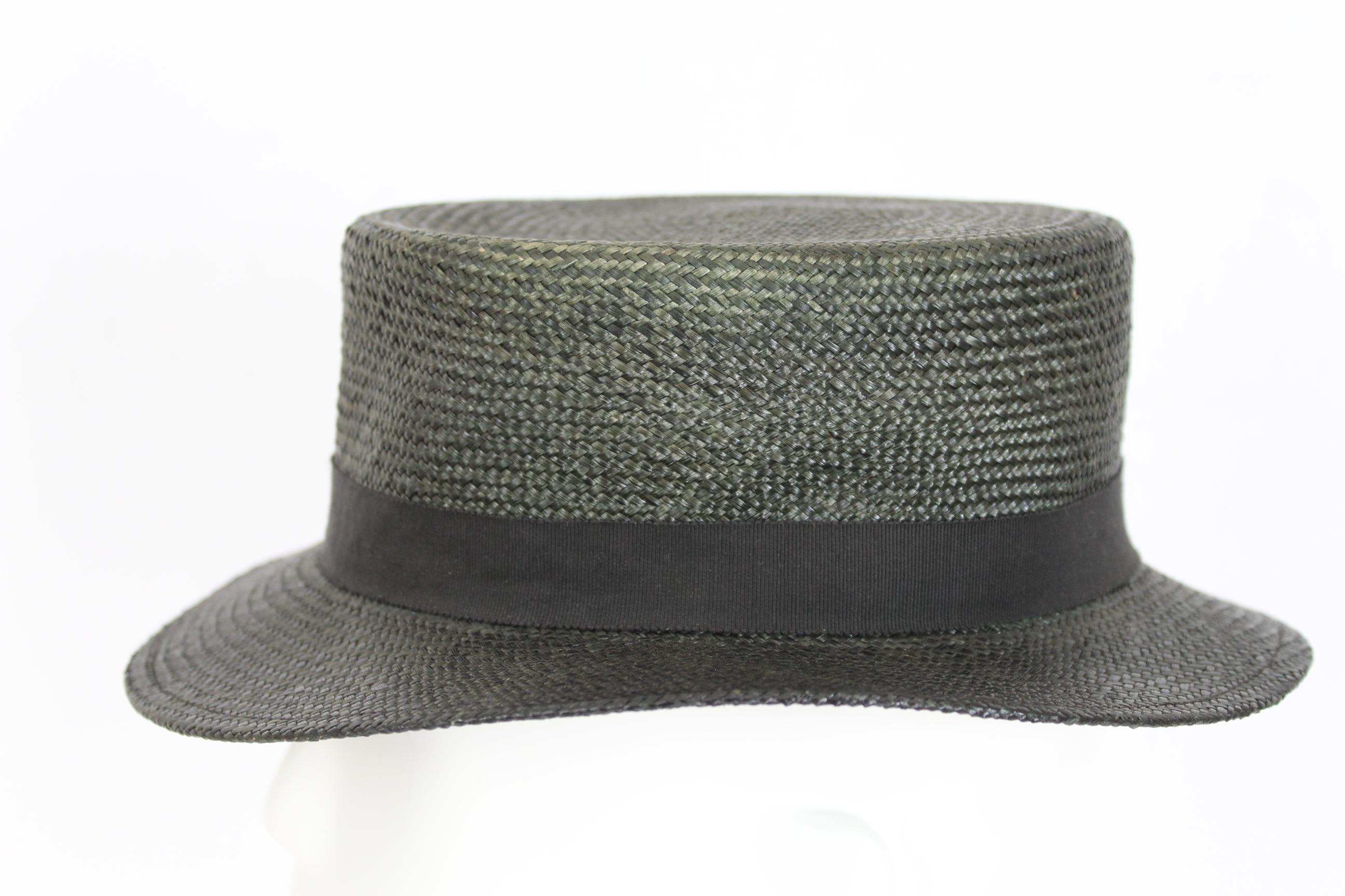 gray straw hat