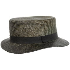 Kenzo Dark Gray Stiff Straw Hat Fedora 
