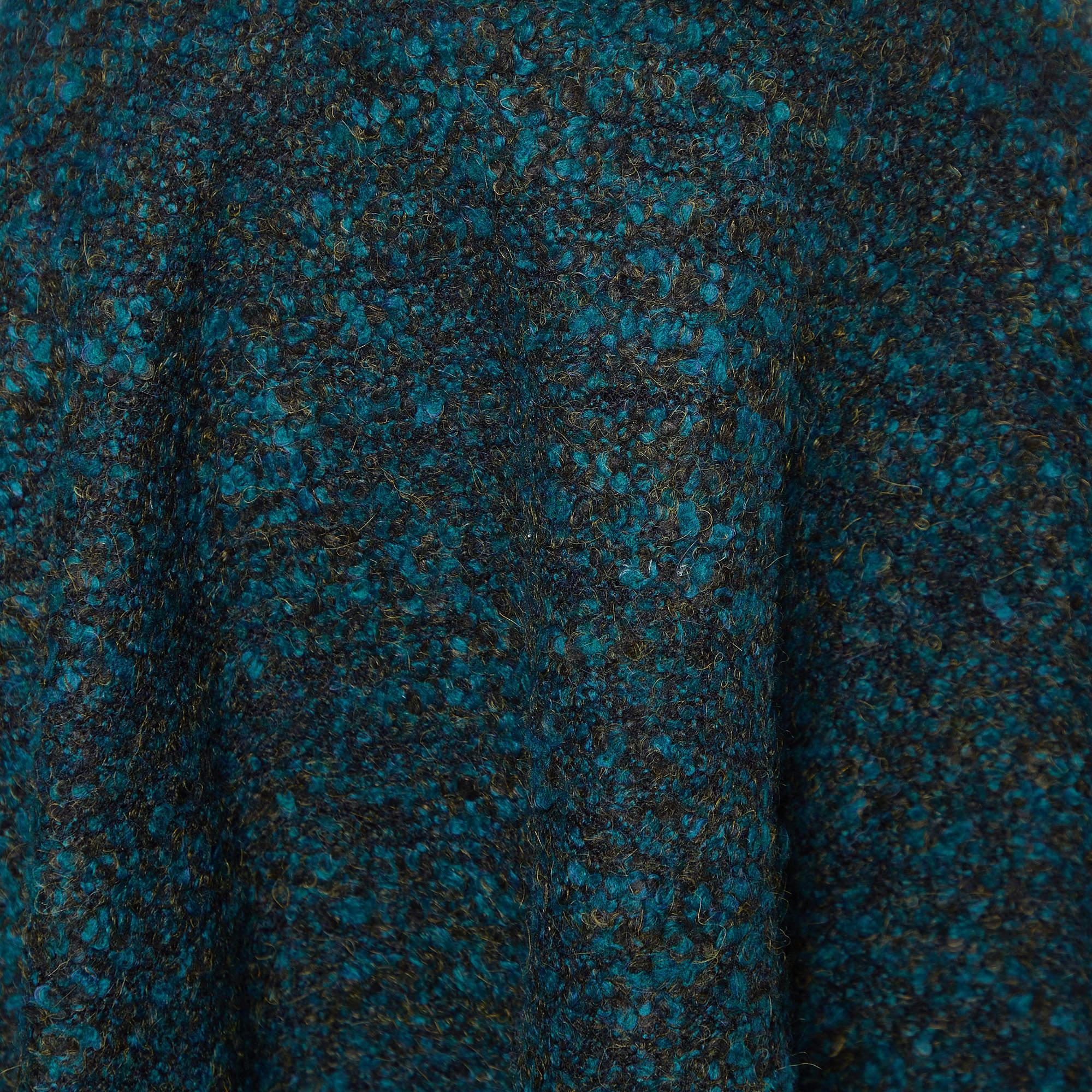 Black Kenzo Dark Green Boucle Mini Skirt M For Sale