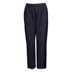 KENZO dark grey cotton BLACK SIDE STRIPE STRAIGHT LEG Pants 40 M