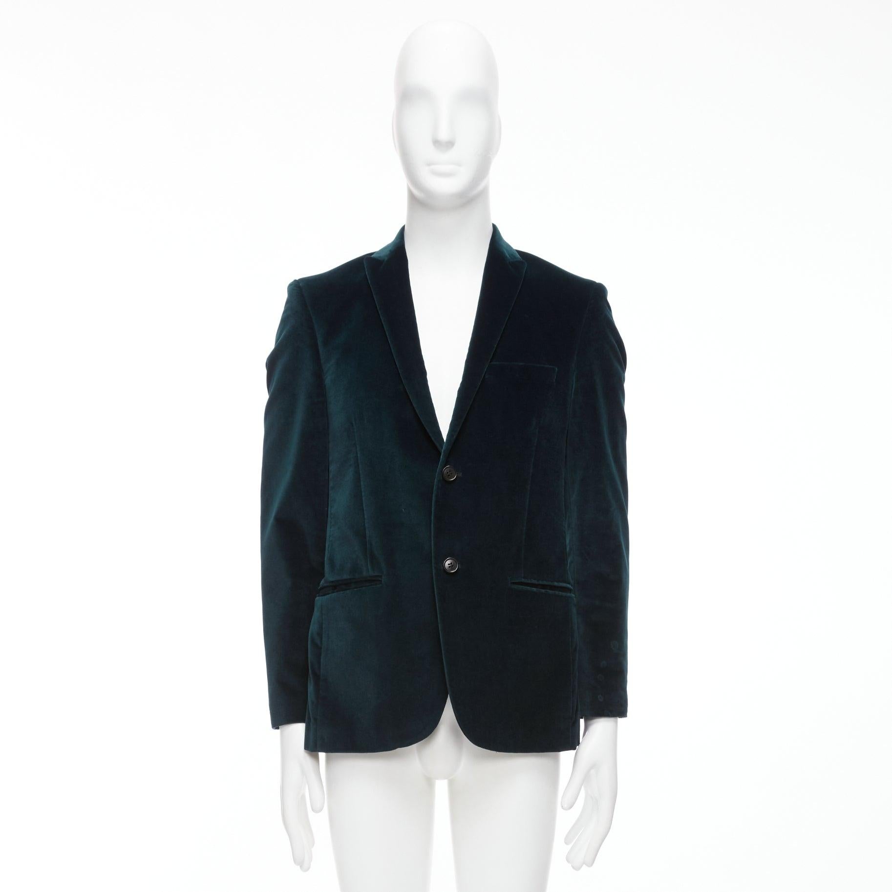 KENZO dark teal cotton velvet plus fit single breasted blazer IT48 M For Sale 5