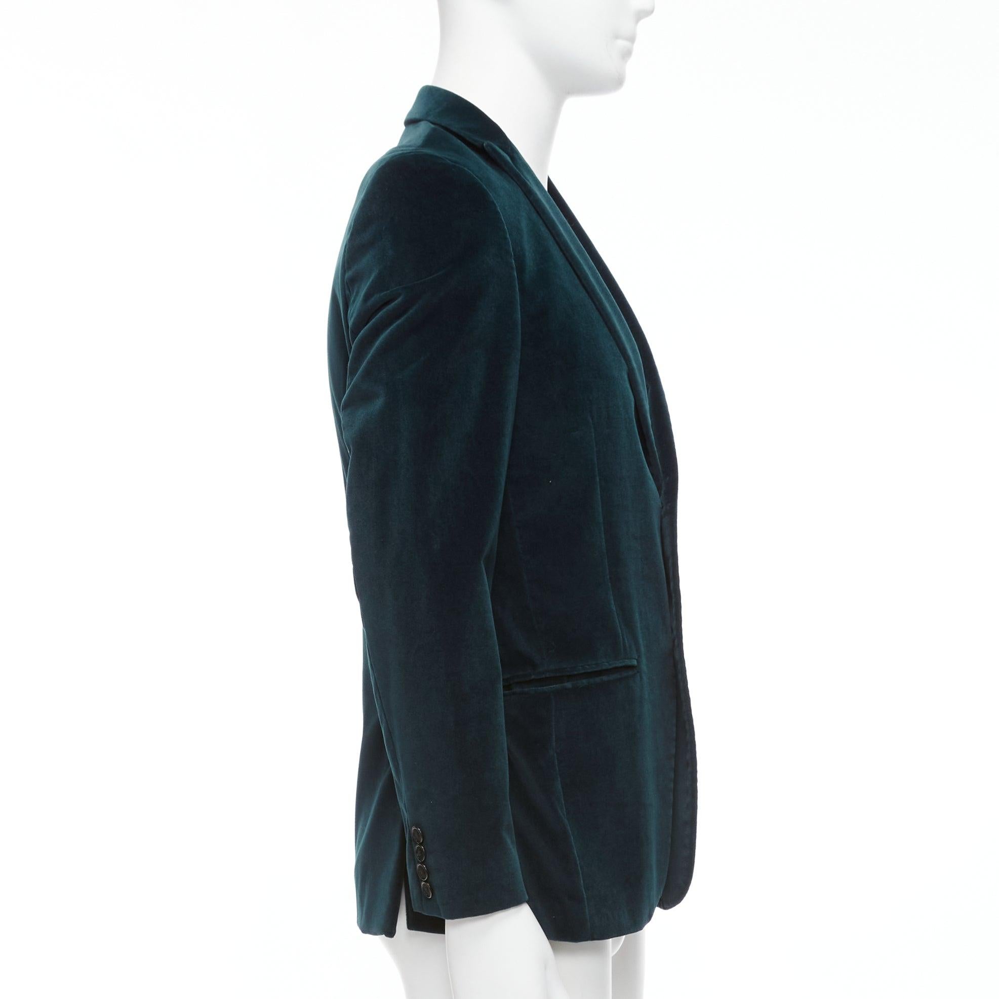 Men's KENZO dark teal cotton velvet plus fit single breasted blazer IT48 M For Sale