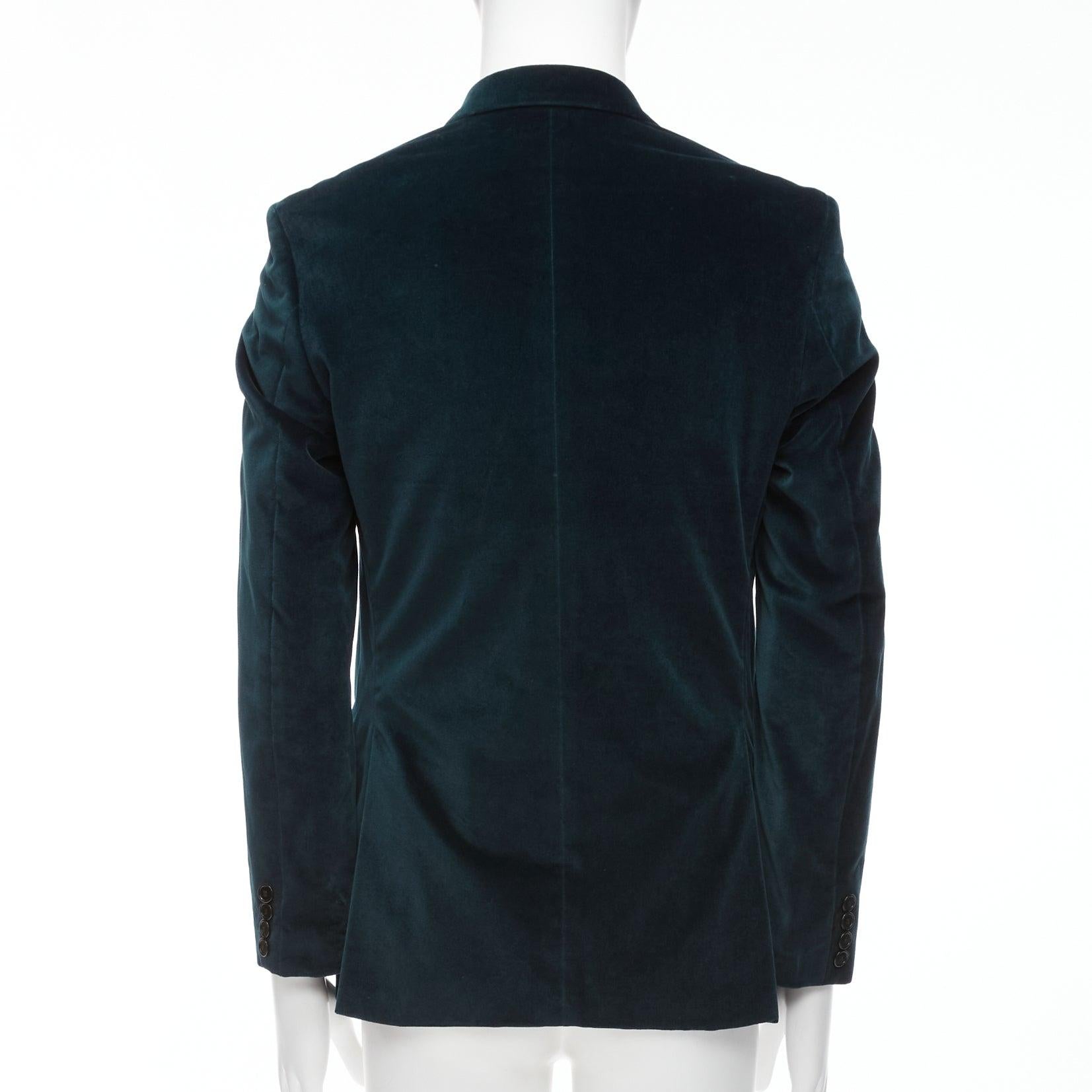 KENZO dark teal cotton velvet plus fit single breasted blazer IT48 M For Sale 2