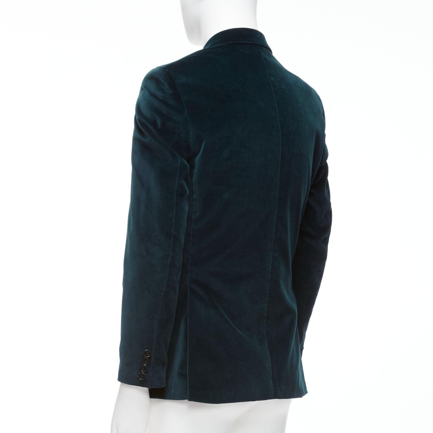 KENZO dark teal cotton velvet plus fit single breasted blazer IT48 M For Sale 2
