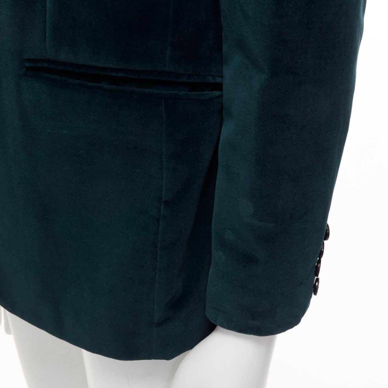 KENZO dark teal cotton velvet plus fit single breasted blazer IT48 M For Sale 3