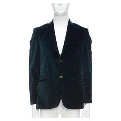 KENZO dark teal cotton velvet plus fit single breasted blazer IT48 M