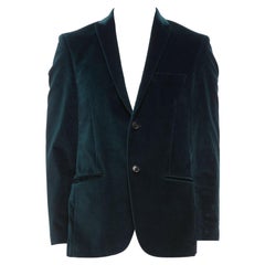 KENZO dark teal cotton velvet plus fit single breasted blazer IT48 M