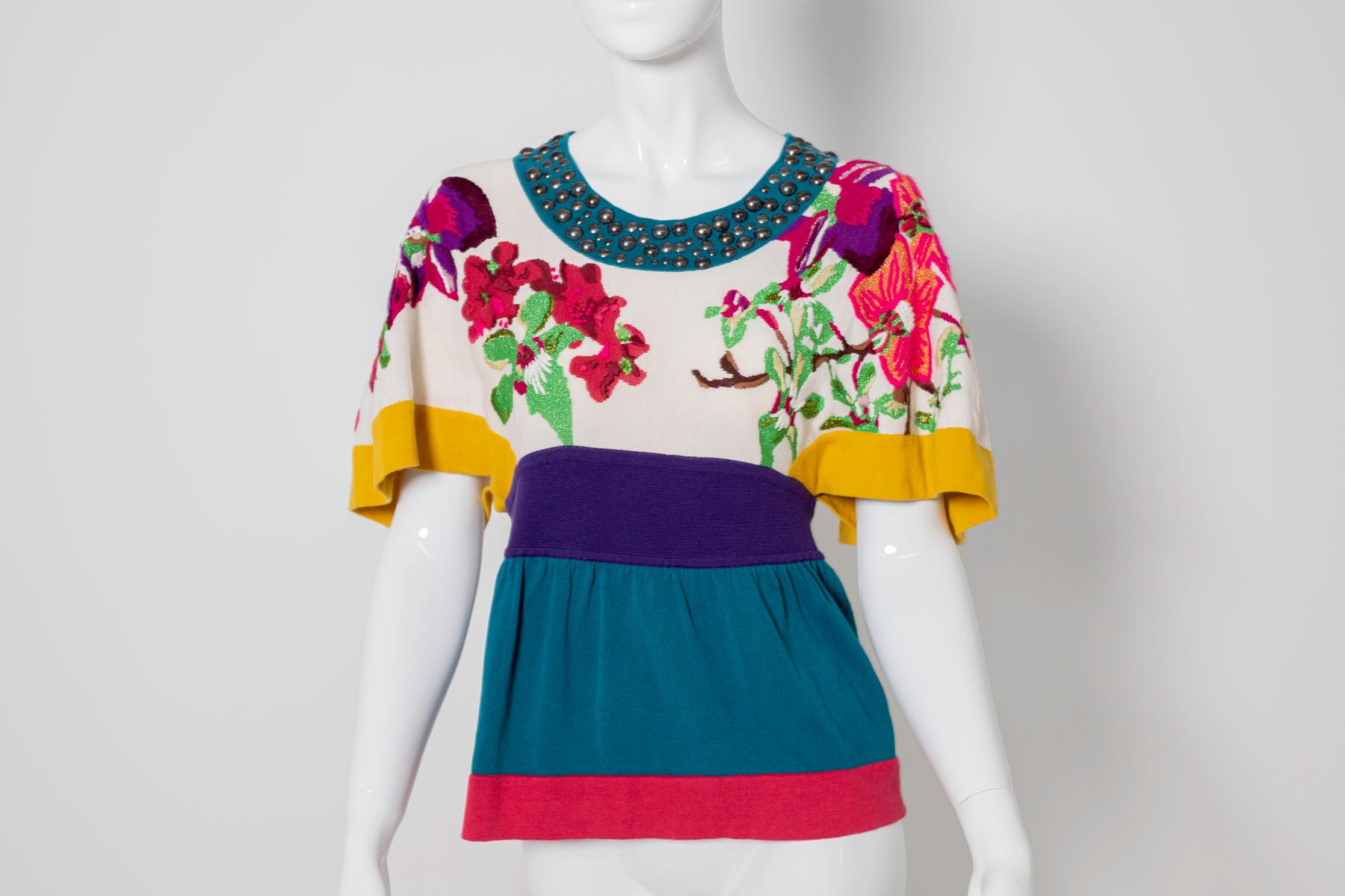 Kenzo Defil Vintage Bluse aus geblümter Baumwolle im Zustand „Gut“ im Angebot in Milano, IT