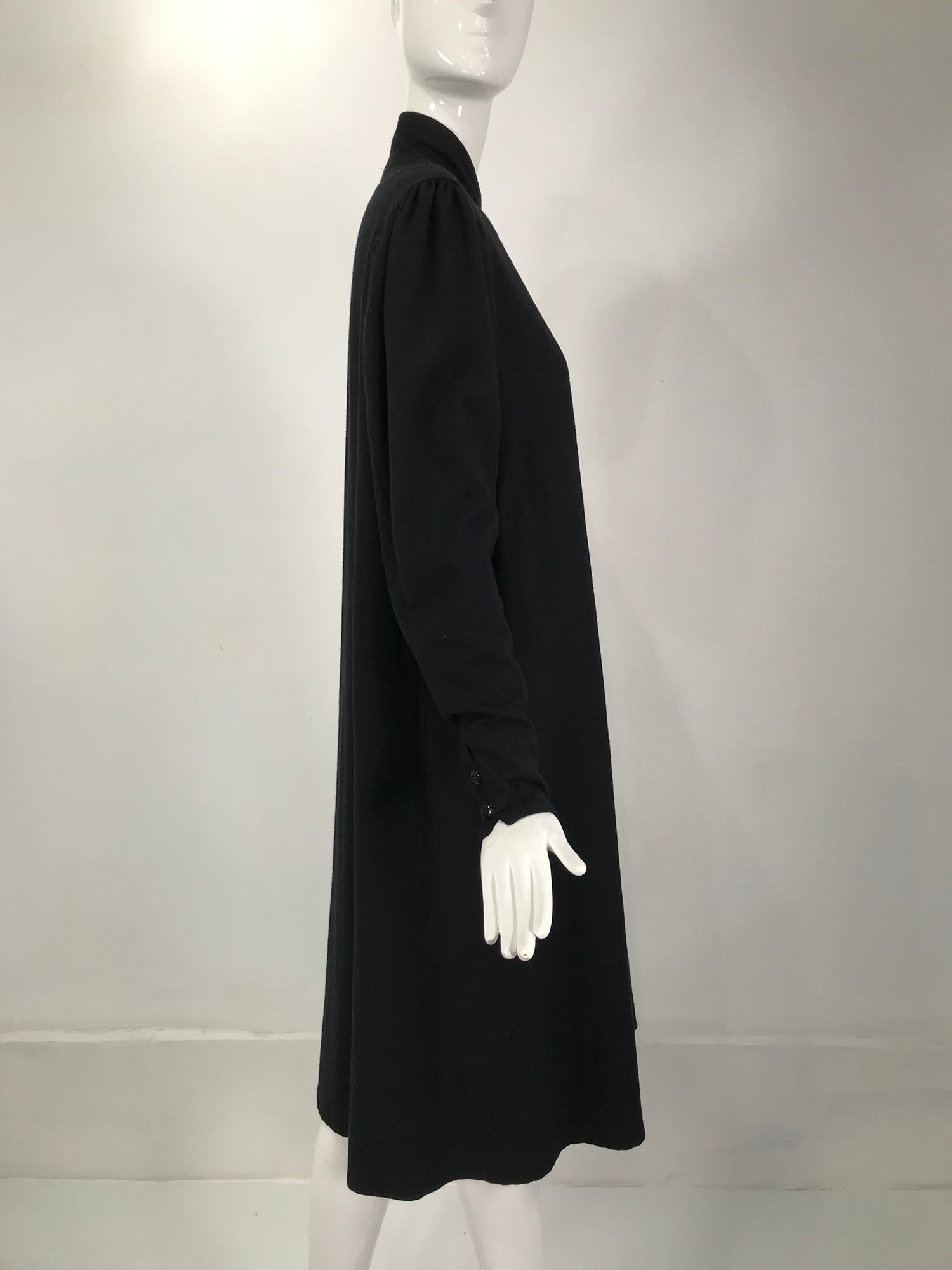 Kenzo Double Face Black Wool Cheongsam Style Coat 1980s For Sale 6