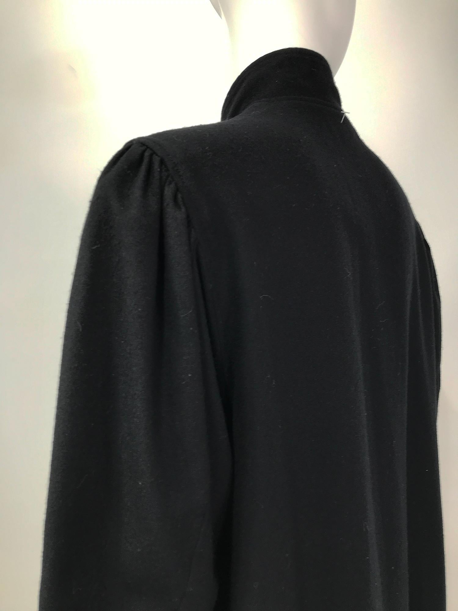 Kenzo Double Face Black Wool Cheongsam Style Coat 1980s For Sale 10