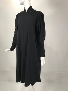 Kenzo Double Face Black Wool Cheongsam Style Coat 1980s