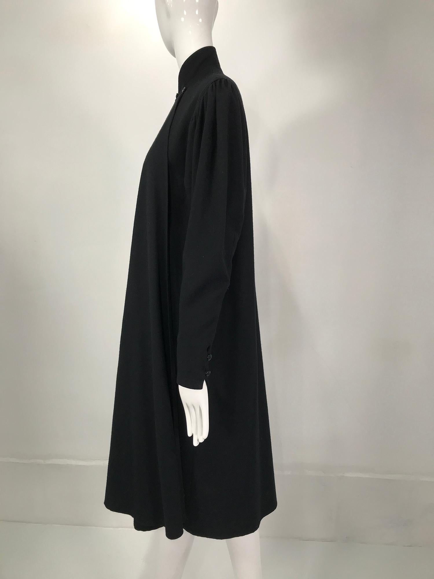 Women's Kenzo Double Face Black Wool Cheongsam Style Coat 1980s For Sale